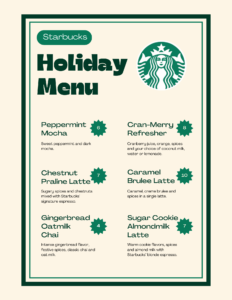 Starbucks Holiday Menu